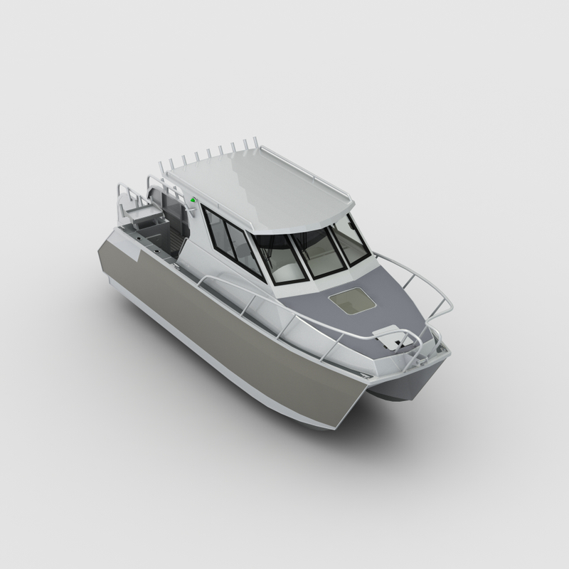 Allsealion 7.9m Offshore Sports Fishing Catamaran Boat with Enclosed Cabin 400L Aluminum Hull Yacht Boat on Sale