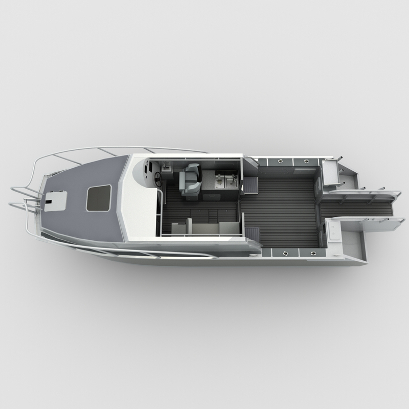 Allsealion 7.9m Offshore Sports Fishing Catamaran Boat with Enclosed Cabin 400L Aluminum Hull Yacht Boat on Sale
